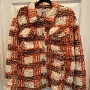 NWOT HYFVE Sherpa Plaid Teddy Shacket, Size M